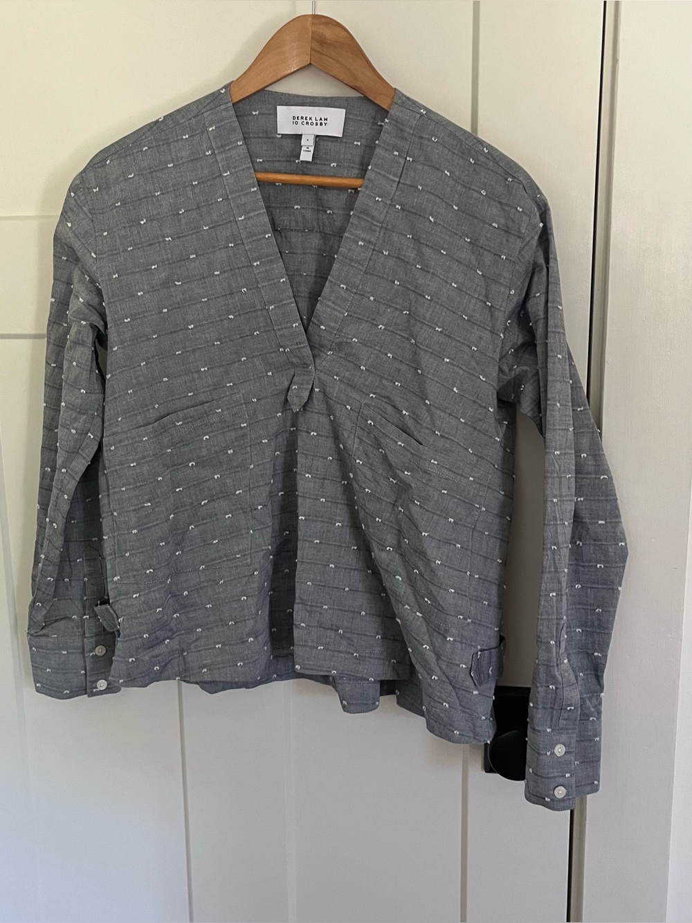 Derek Lam 10 Crosby Grey Textured Dot Popover